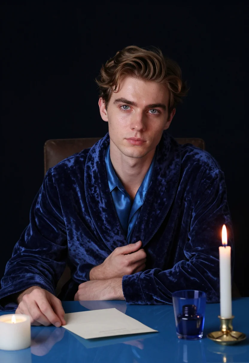 AI werther bleu sample — portrait of a man, close head-and-bust portrait of a young m