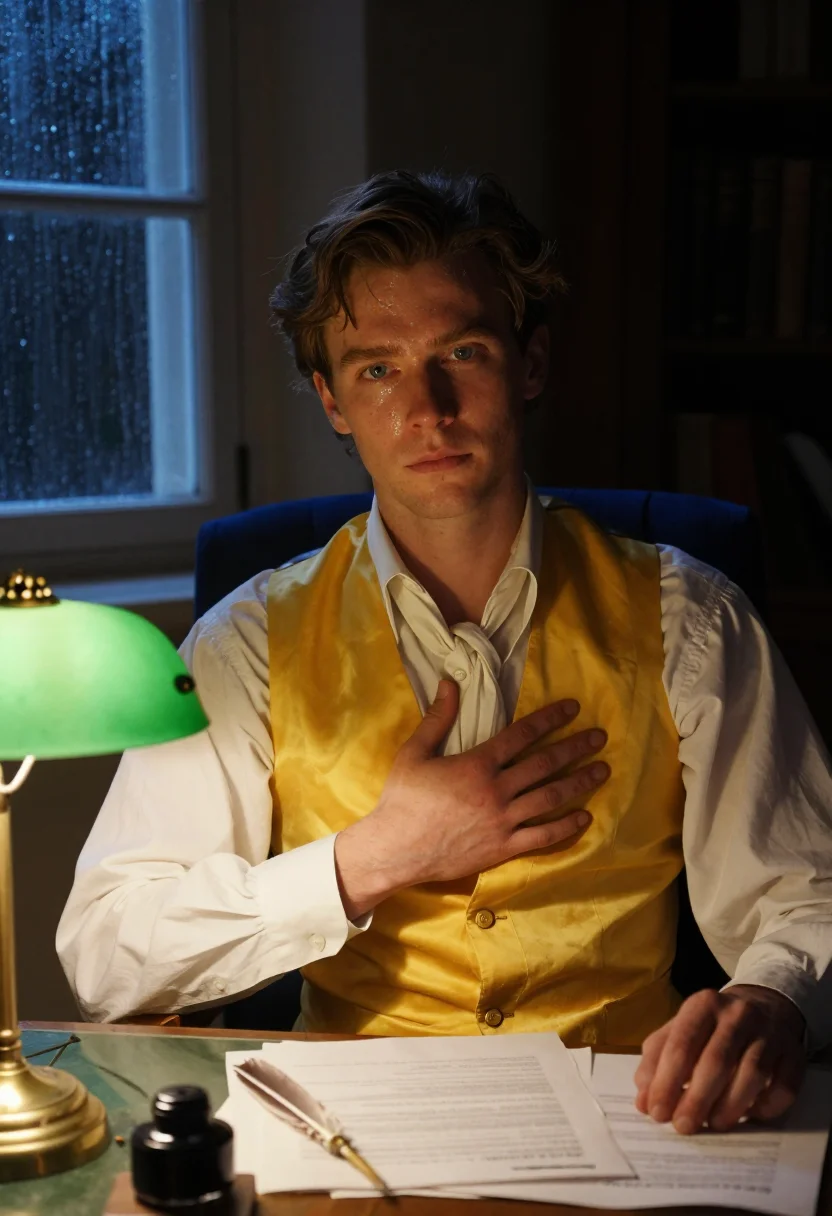 AI werther sample — portrait of a man, tight head-and-shoulders portrait of a Ge