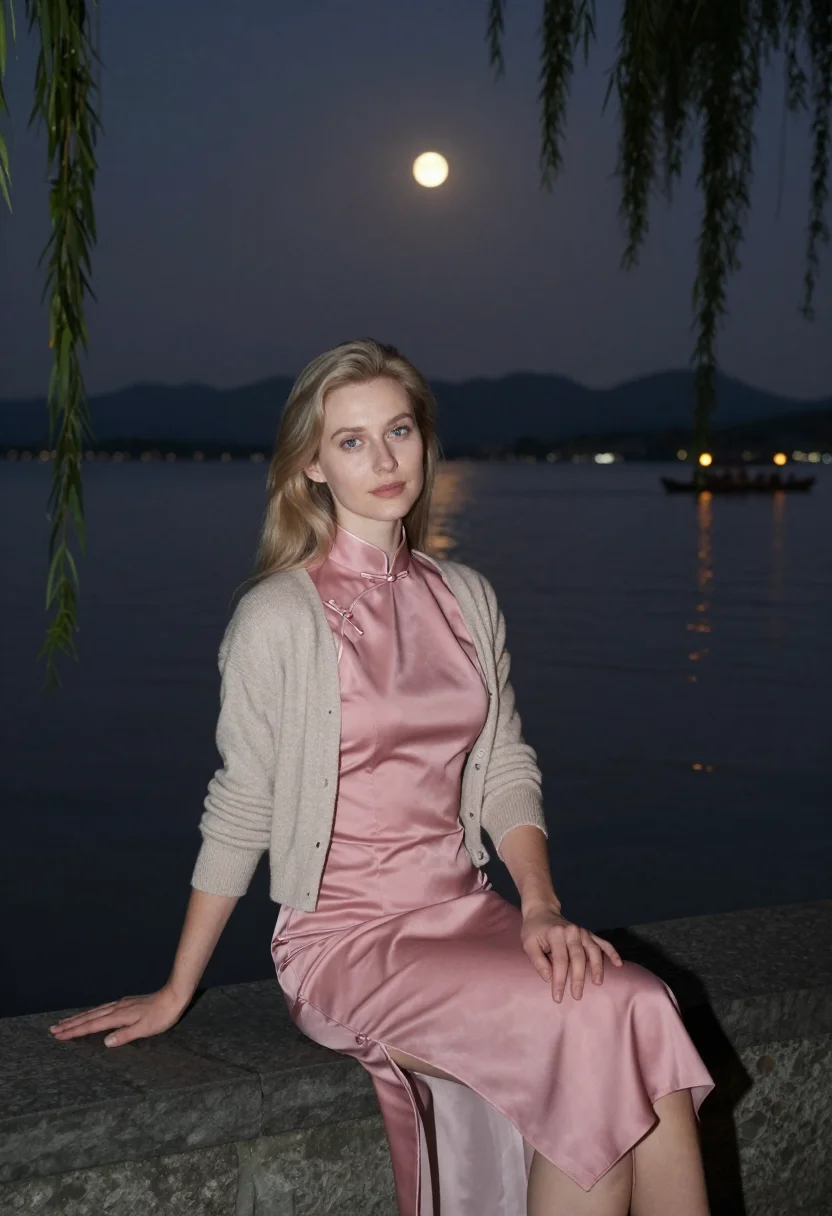 AI west lake sample — portrait of a woman, seated three-quarter portrait of a Nort