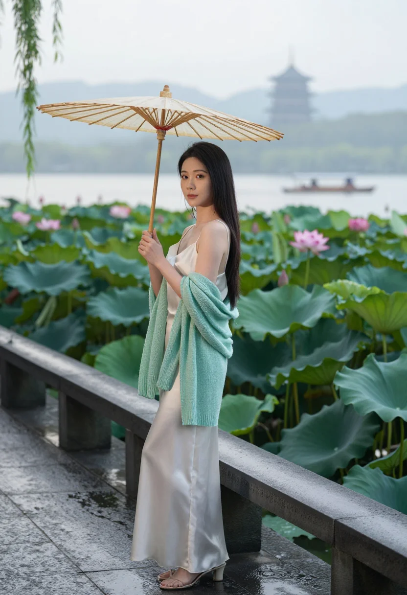 AI west lake sample — portrait of a woman, full-length portrait of a Chinese woman