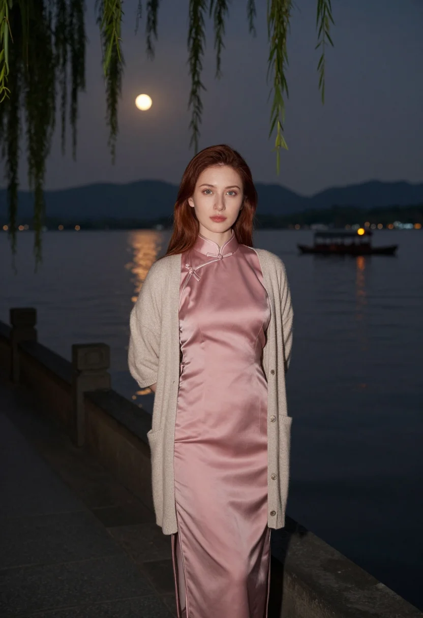 AI west lake sample — portrait of a woman, full-length portrait of a Western-Europ