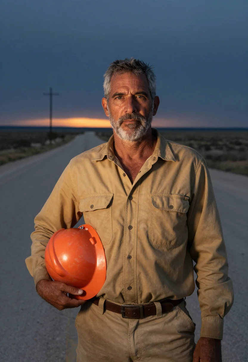AI west texas lineman dusk sample — portrait of a man, half-length portrait of an American man i
