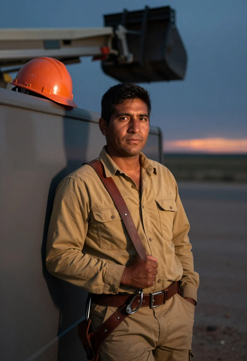 AI west texas lineman dusk sample — portrait of a man, half-length portrait of a Comanche man in