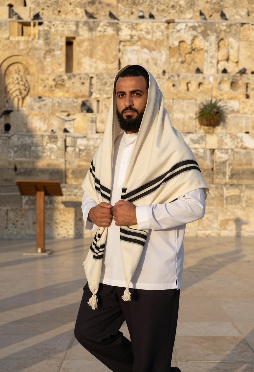 AI western wall sample — portrait of a man, three-quarter-length portrait of a Middle