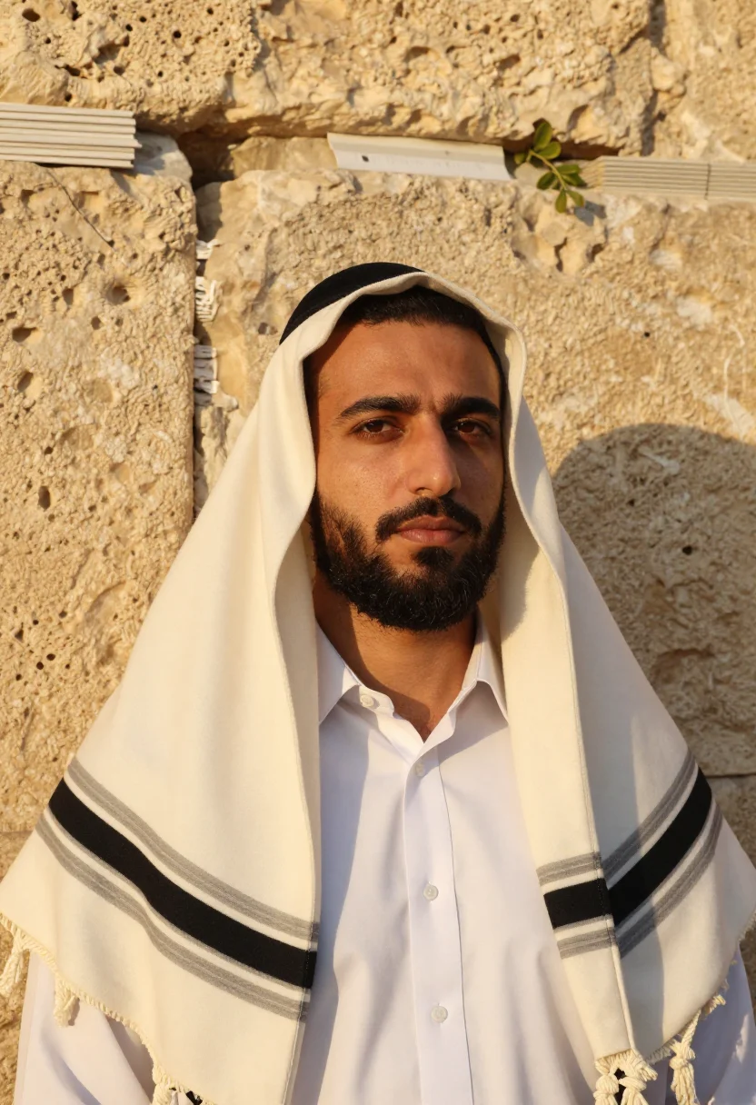 AI western wall sample — portrait of a man, head-and-shoulders portrait of a Middle-E