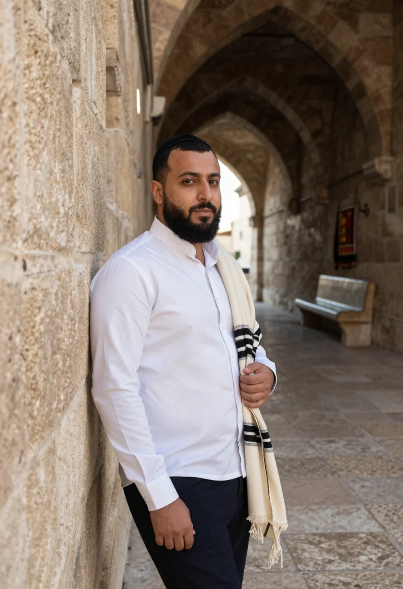 AI western wall sample — portrait of a man, half-length portrait of a Middle-Eastern