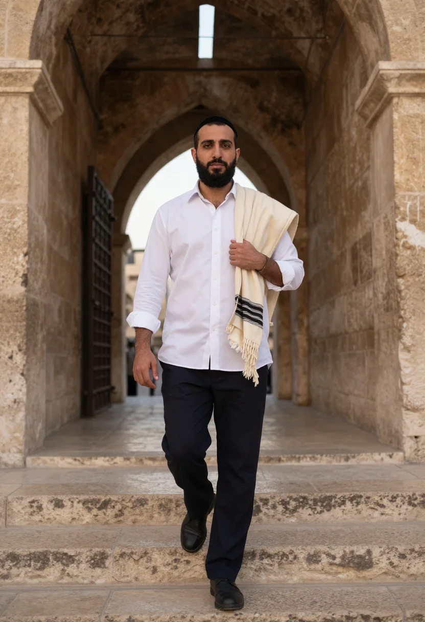 AI western wall sample — portrait of a man, full-length portrait of a Middle-Eastern