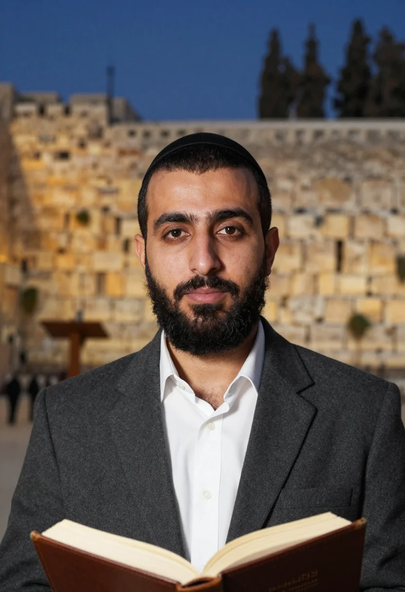 AI western wall sample — portrait of a man, head-and-shoulders portrait of a Middle-E
