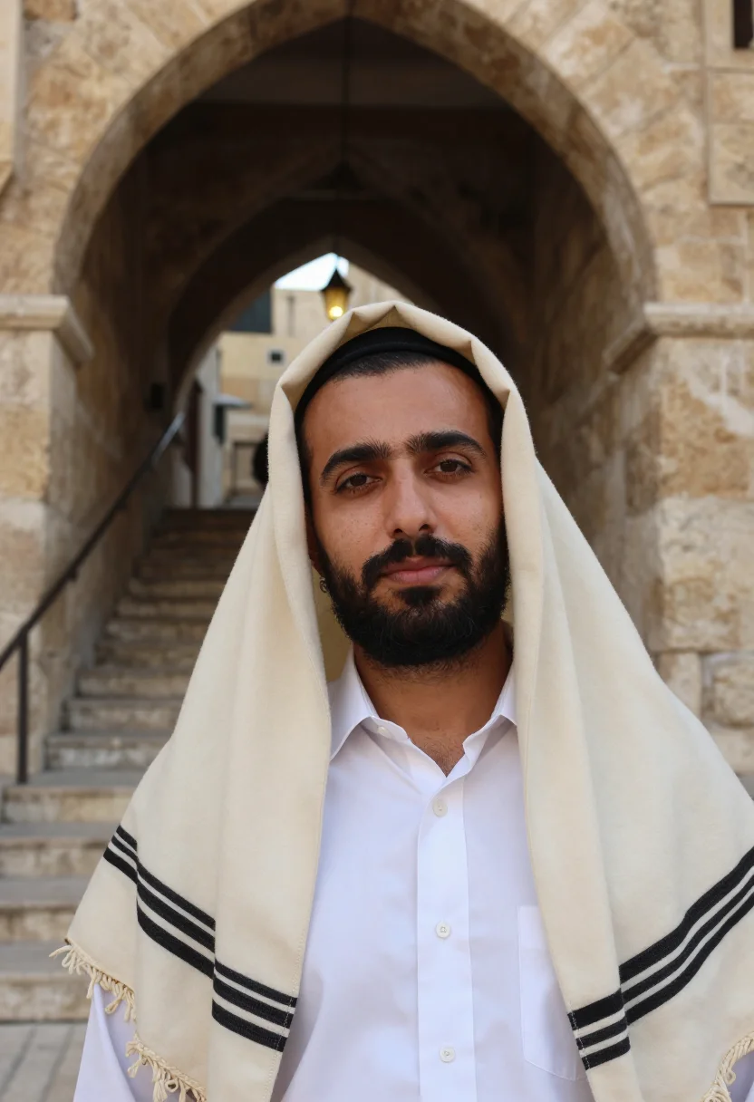 AI western wall sample — portrait of a man, head-and-shoulders portrait of a Middle-E