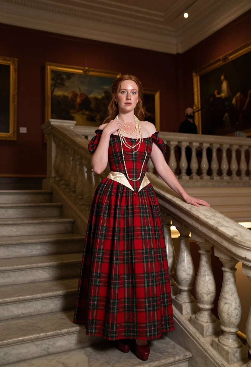 AI westwood tartan sample — portrait of a woman, half-length portrait of an Irish woman