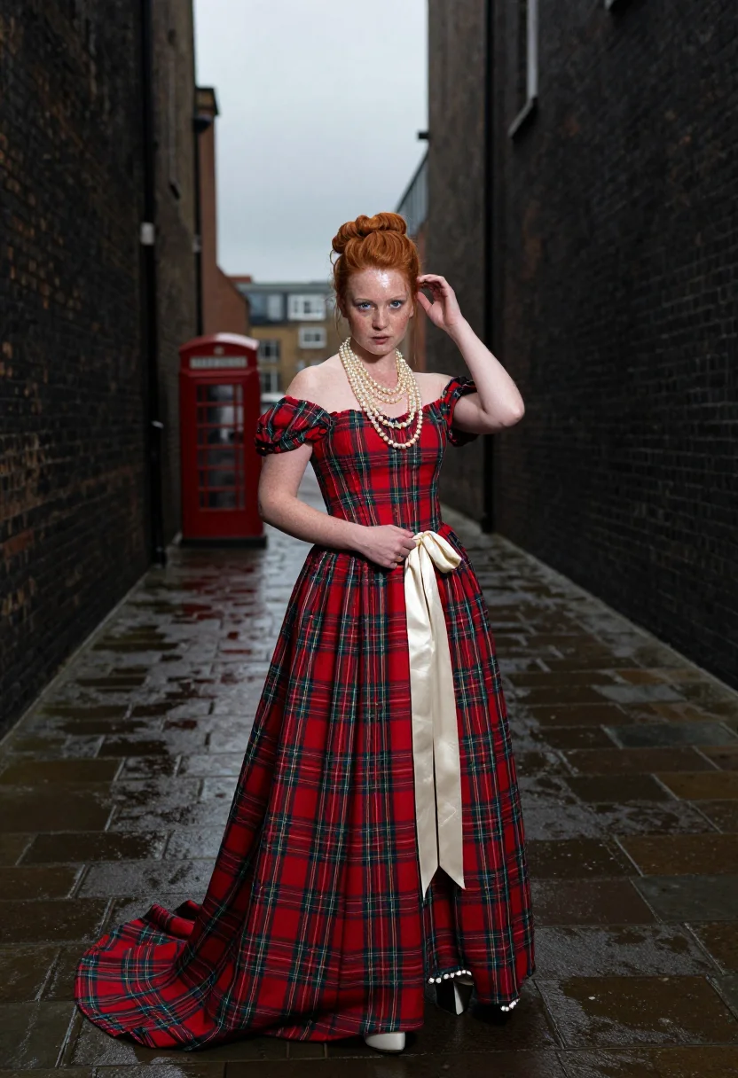 AI westwood tartan sample — portrait of a woman, tight half-length portrait of a Western
