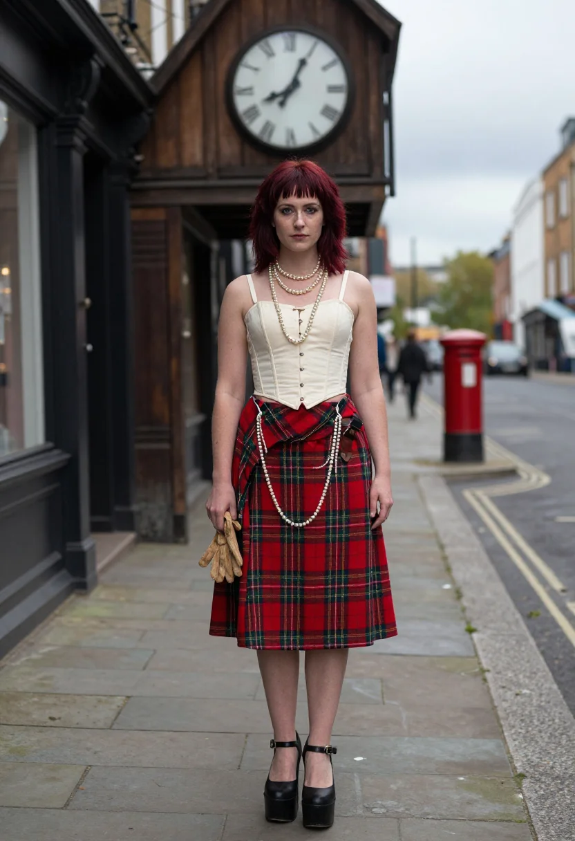 AI westwood tartan sample — portrait of a woman, full-length portrait of a Scottish woma