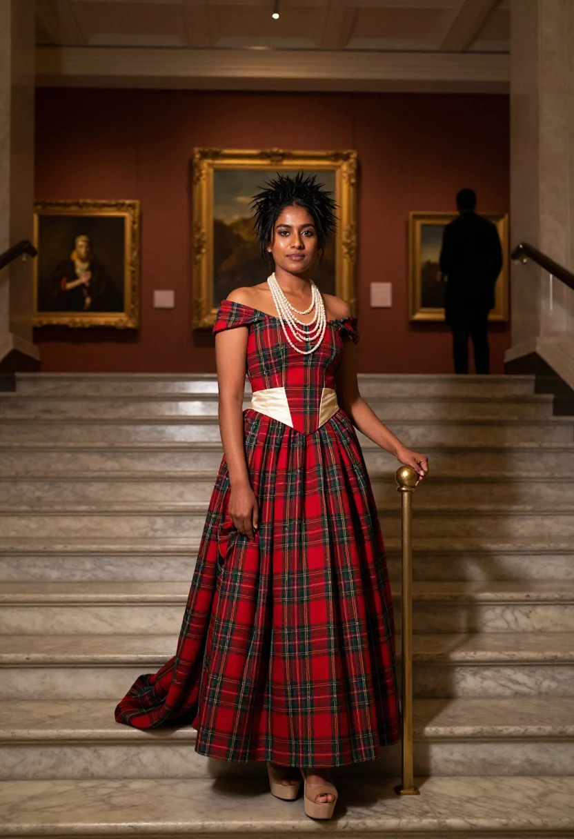 AI westwood tartan sample — portrait of a woman, three-quarter-length portrait of a Sout