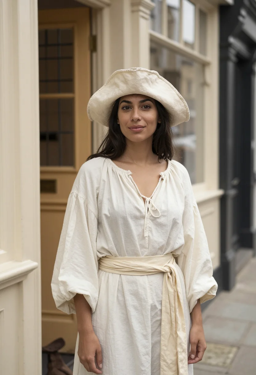 AI westwood worlds end kings road pirate cream sample — portrait of a woman, a French woman in her early thirties wi