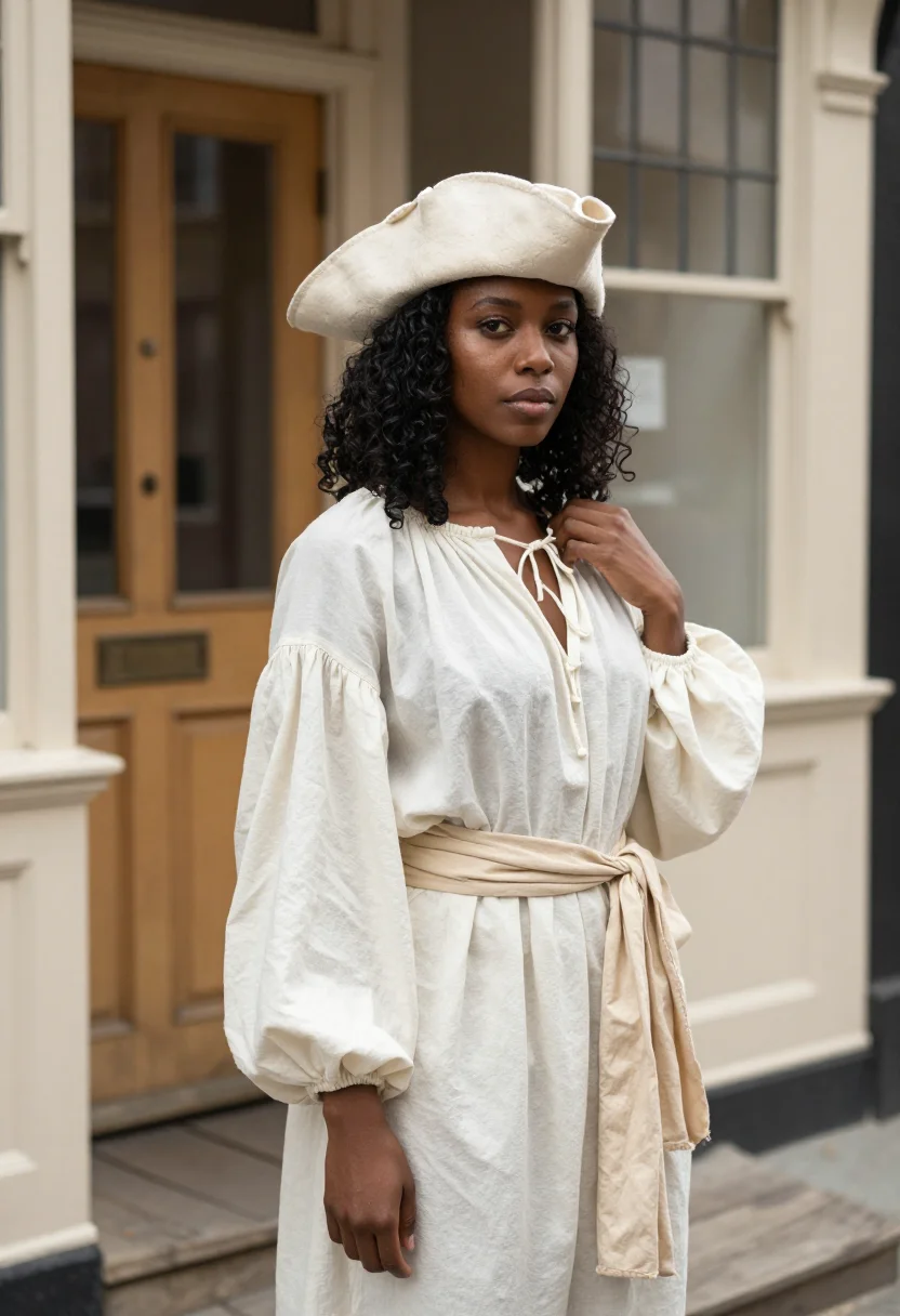AI westwood worlds end kings road pirate cream sample — portrait of a woman, a British-Jamaican woman in her late tw