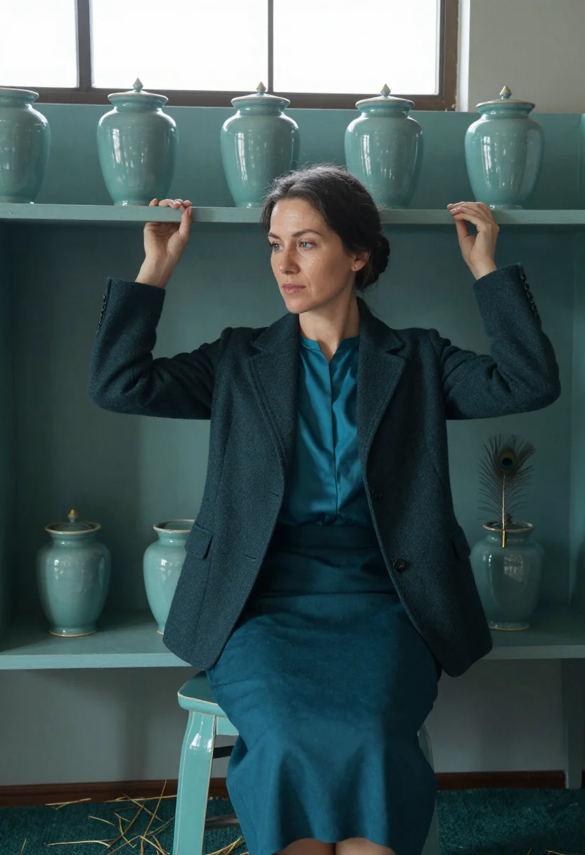 AI whistler peacock sample — portrait of a woman, three-quarter portrait at chest height