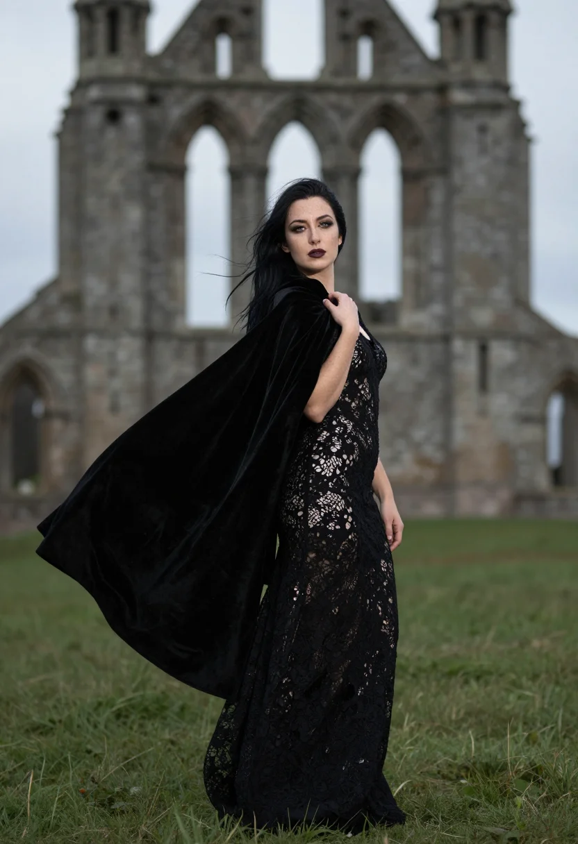 AI whitby goth sample — portrait of a woman, portrait of a woman in her mid-twenties