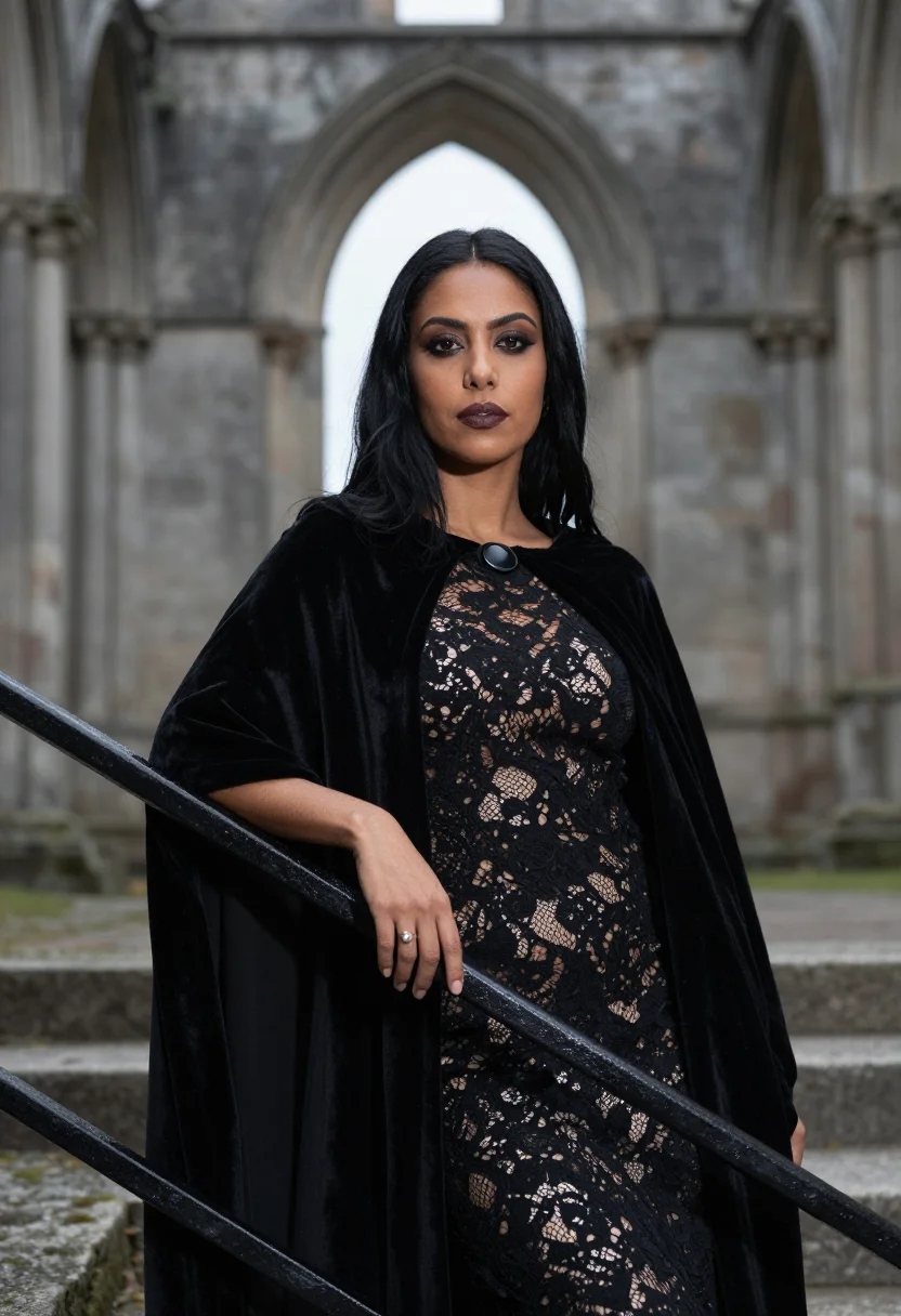 AI whitby goth sample — portrait of a woman, half-length portrait of a woman in her