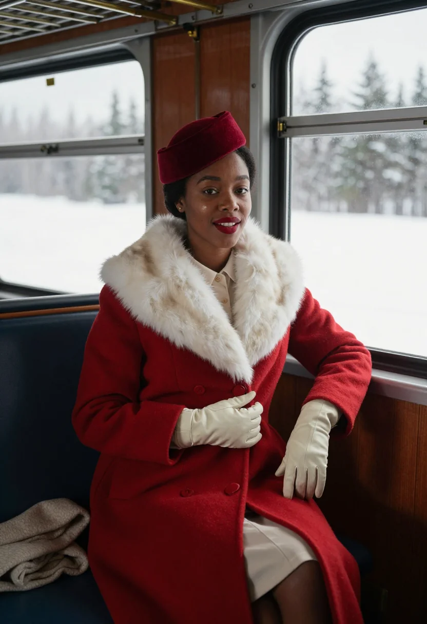 AI white christmas 1954 sample — portrait of a woman, three-quarter-length seated portrait of