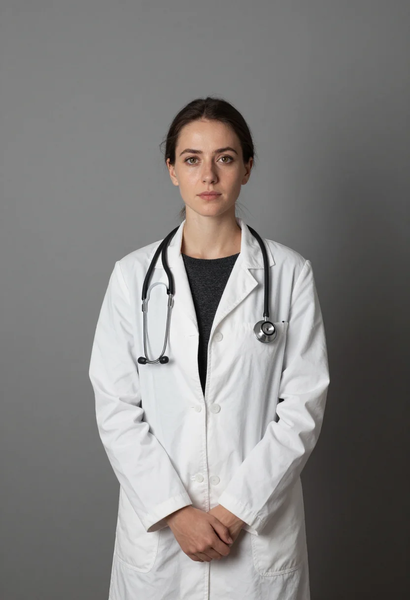 AI white coat ceremony sample — portrait of a woman, half-length portrait of a Western-Europ