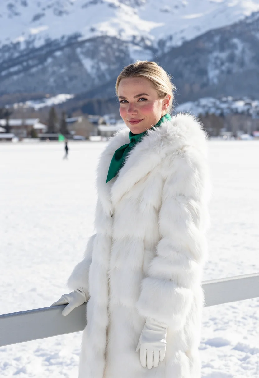 AI white turf st moritz emerald sample — portrait of a woman, framed half-length from the waist up, t