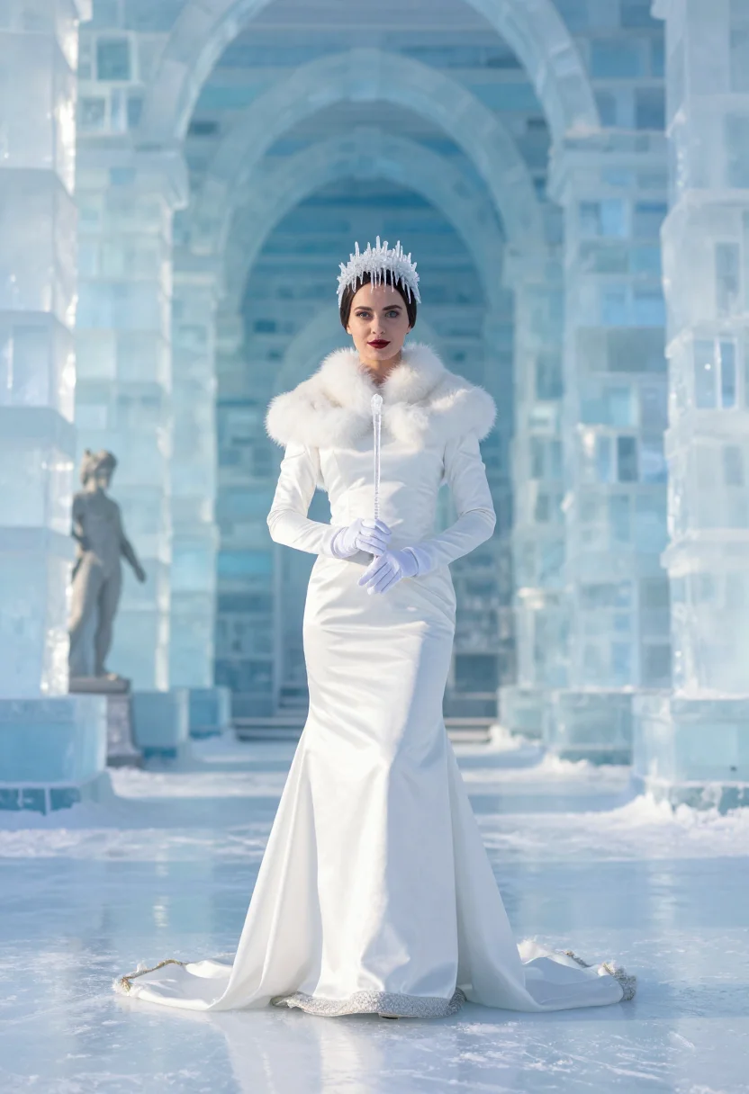 AI white witch jadis sample — portrait of a woman, full-length wide low-angle portrait of