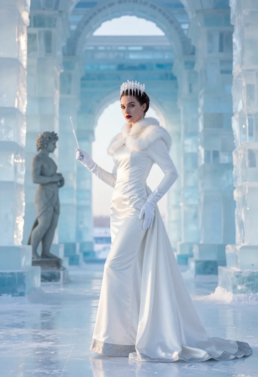 AI white witch jadis sample — portrait of a woman, three-quarter-length low-angle portrait
