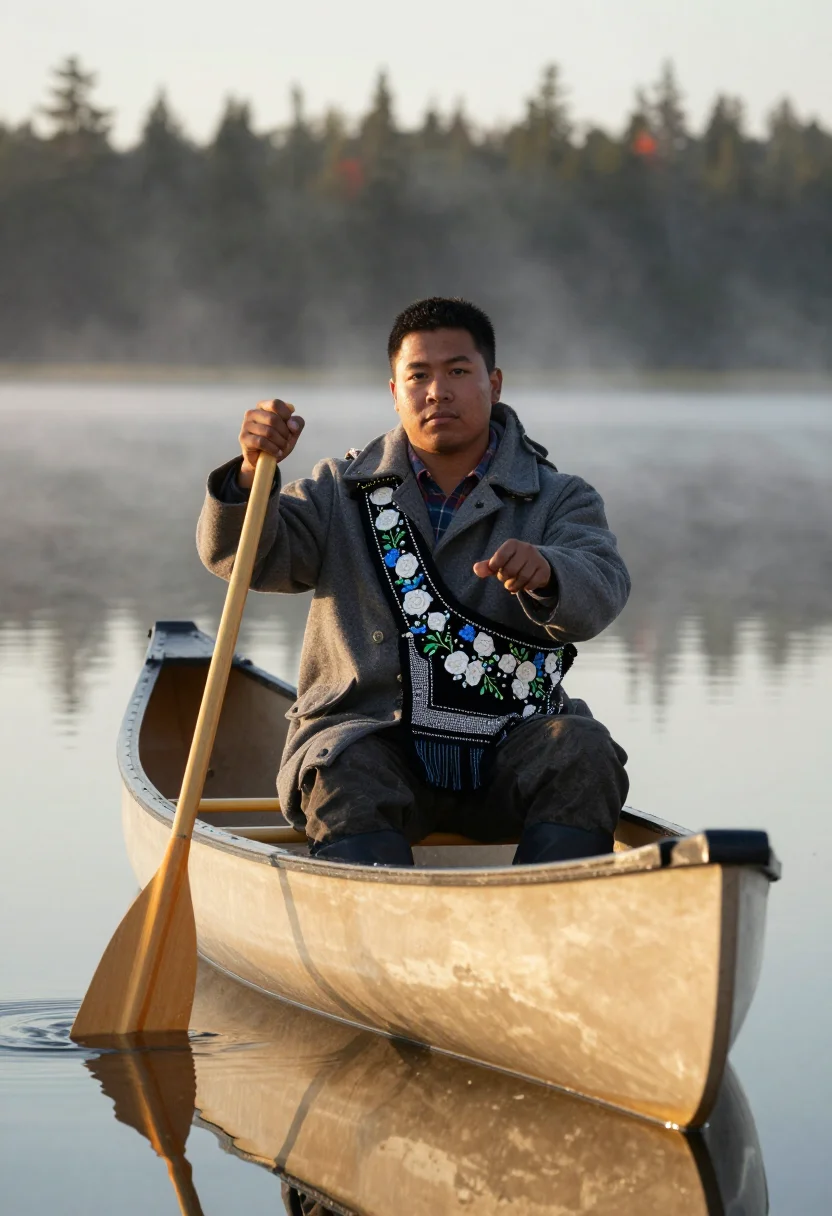 AI wild rice moon sample — portrait of a harvester, close half-length portrait of an An