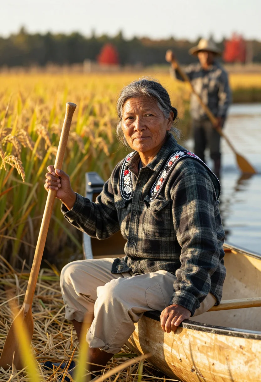 AI wild rice moon sample — portrait of a harvester, close half-length portrait of an An