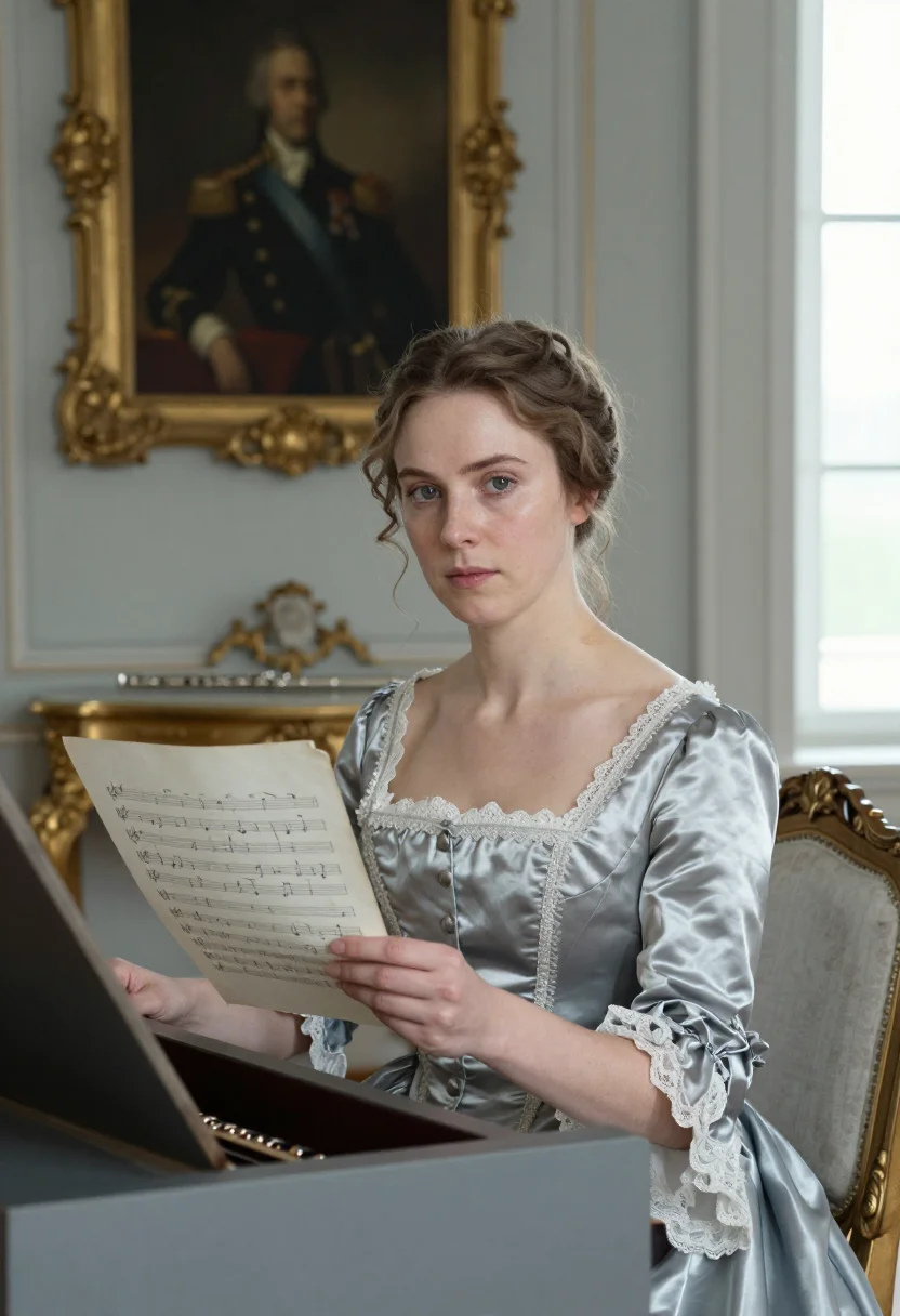 AI wilhelmine of bayreuth sample — portrait of a woman, chest-up portrait of a Western-European