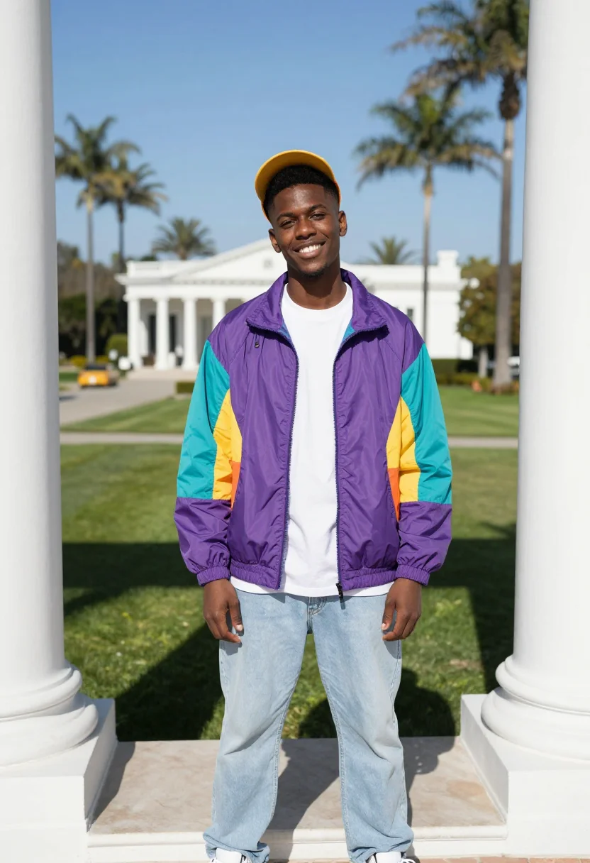 AI will smith fresh prince bel air palette sample — portrait of a man, Black American and in his early twenties,
