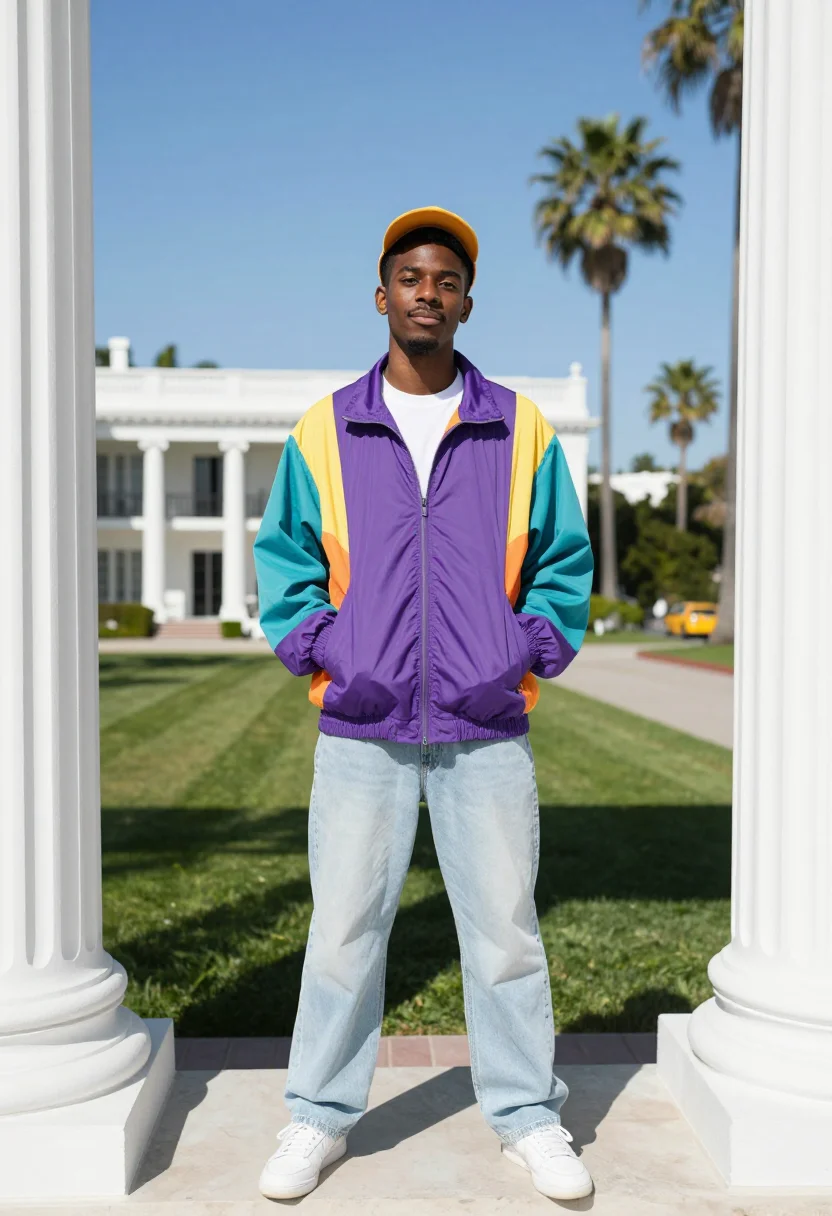 AI will smith fresh prince bel air palette sample — portrait of a man, Black American and in his early twenties,