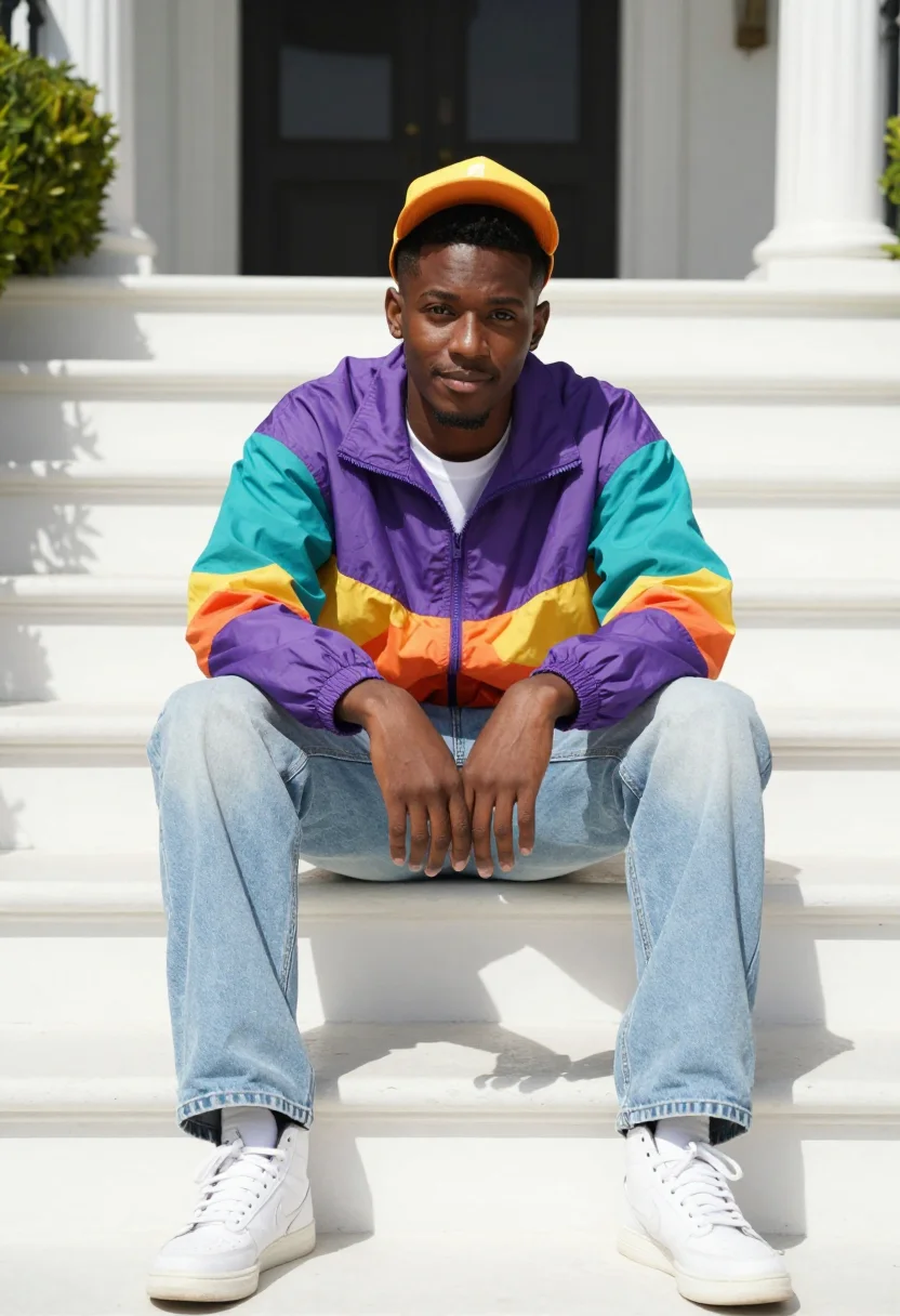 AI will smith fresh prince bel air palette sample — portrait of a man, Black American and in his early twenties,