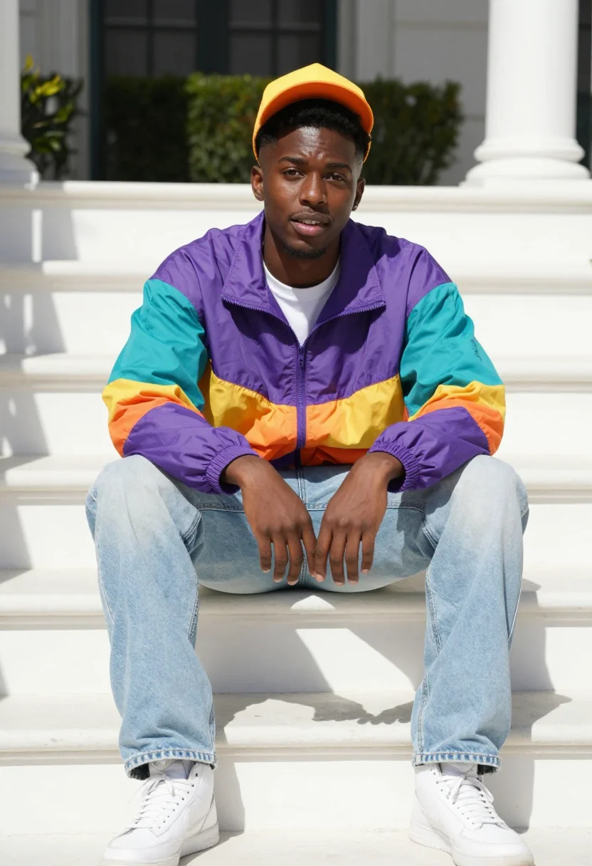 AI will smith fresh prince bel air palette sample — portrait of a man, Black American and in his early twenties,
