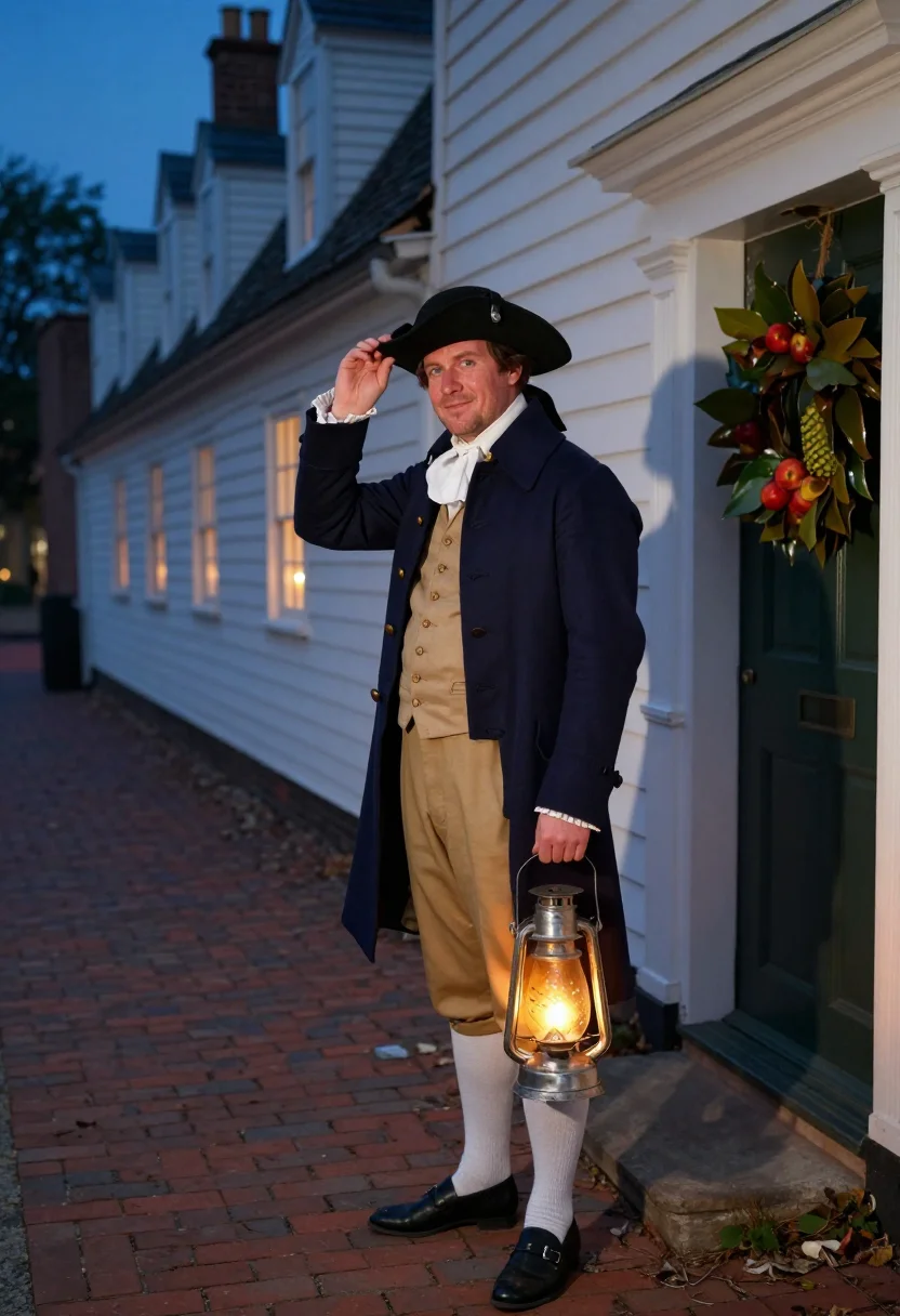 AI williamsburg christmas sample — editorial portrait photograph, a Western-European man in his