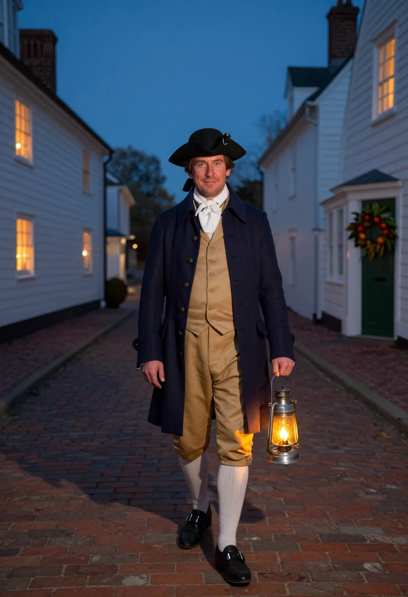 AI williamsburg christmas sample — editorial portrait photograph, a Western-European man in his