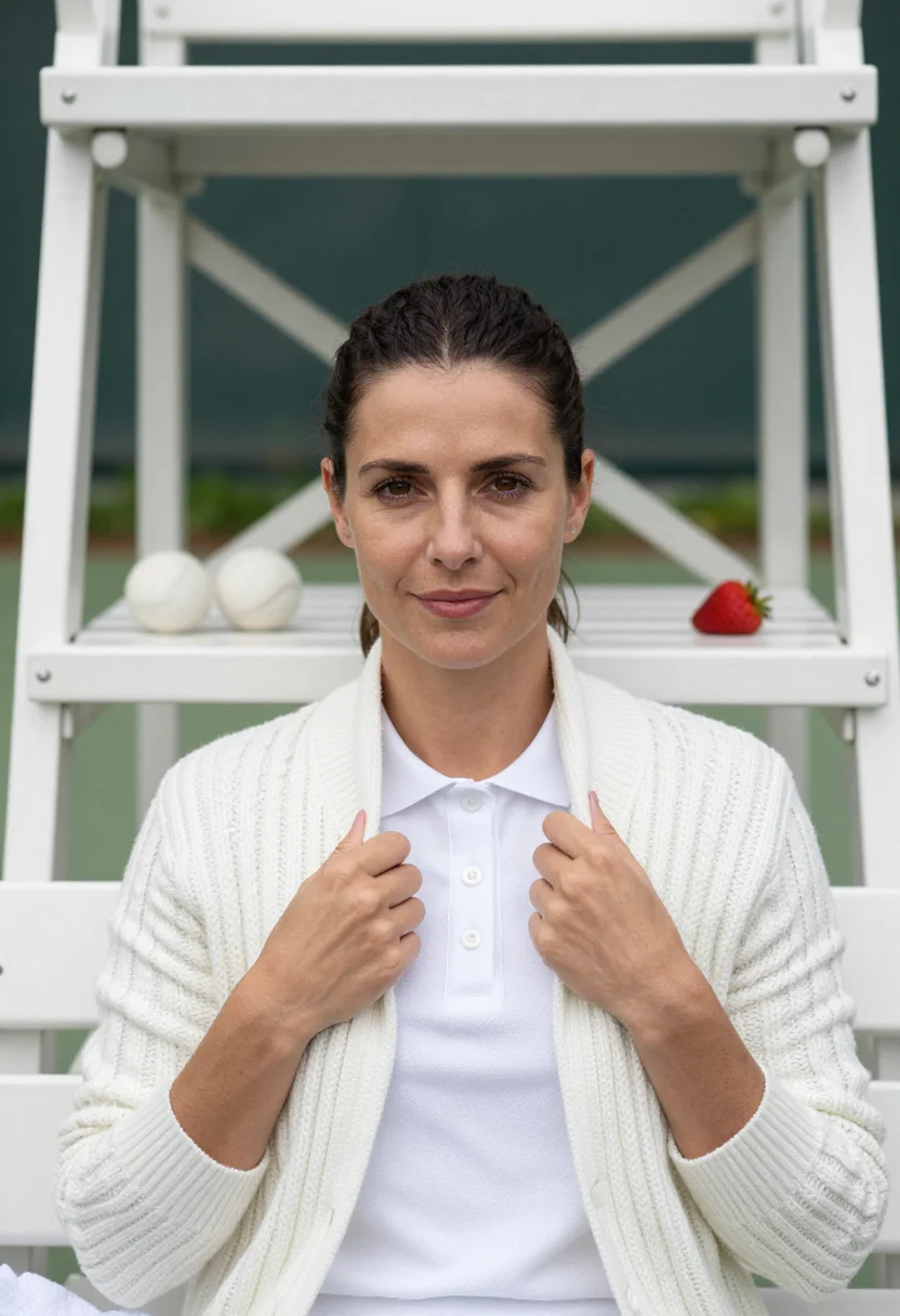 AI wimbledon whites sample — portrait of a woman, close head-and-shoulders portrait at ey