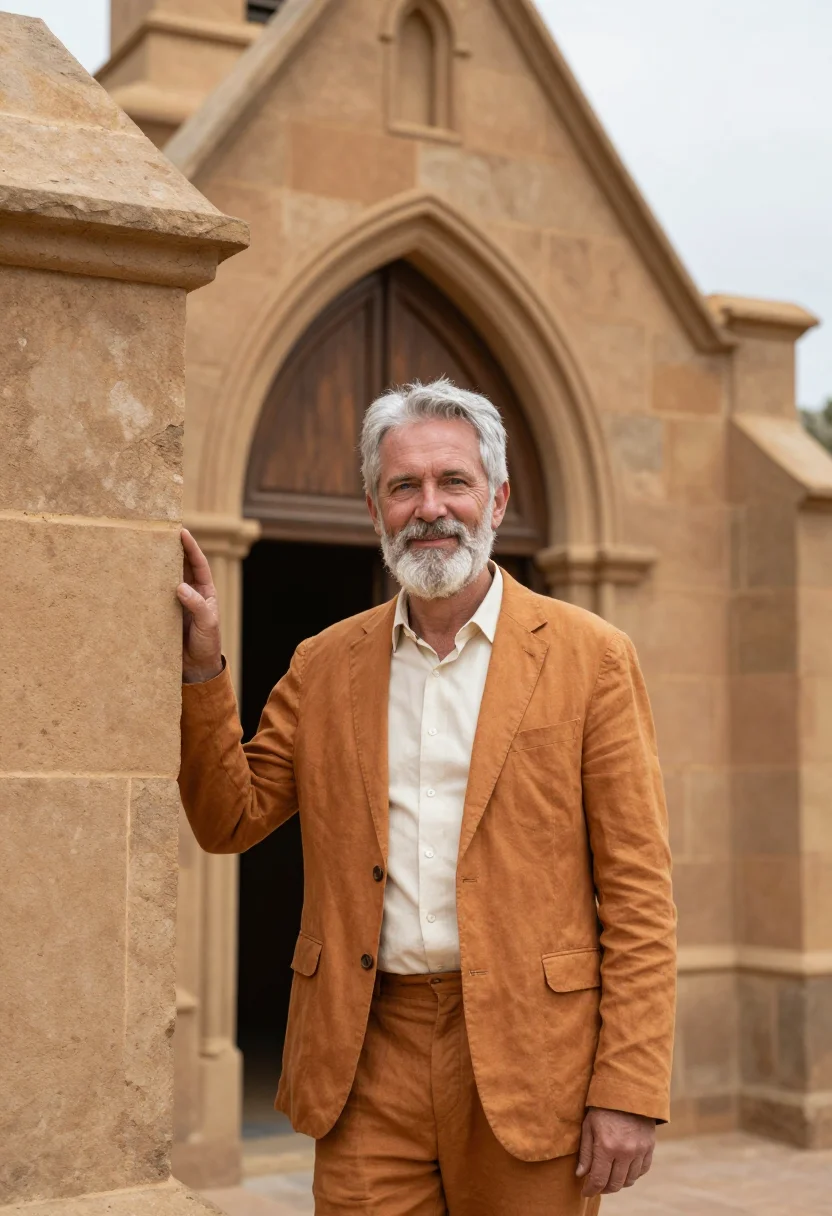 AI windhoek architect german colonial ochre sample — portrait of a man, a German-Namibian architect in his early