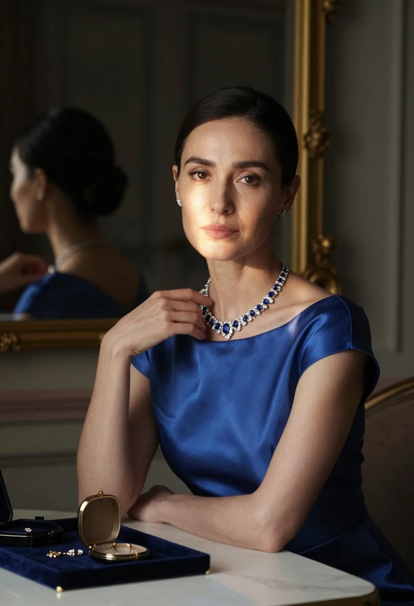 AI windsors noel sample — portrait of a woman, chest-up seated portrait of a woman in