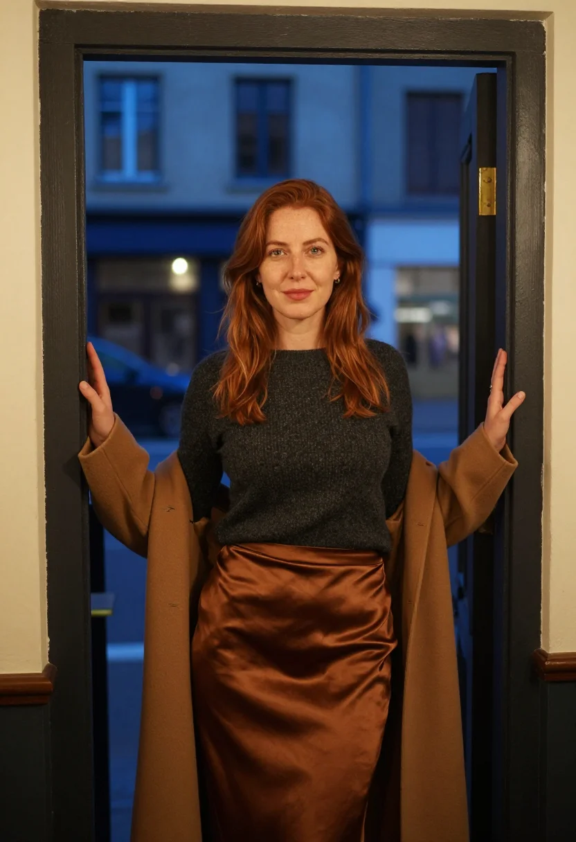 AI wine bar date sample — portrait of a woman, three-quarter-length portrait of a West