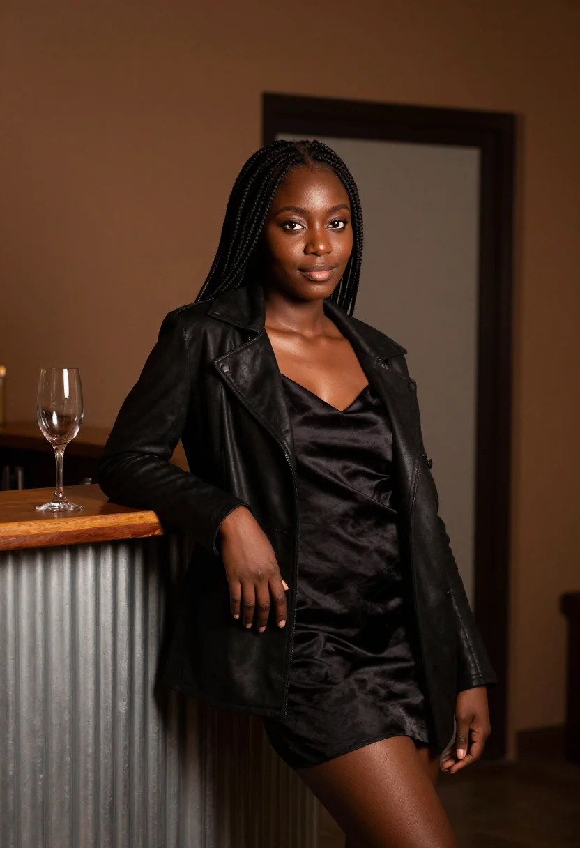 AI wine bar date sample — portrait of a woman, three-quarter-length portrait of a West