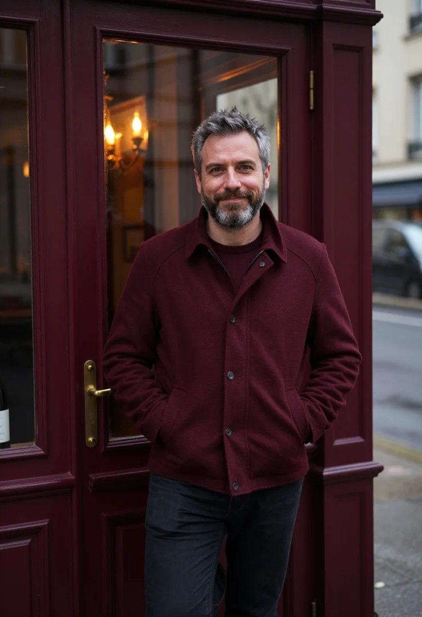 AI wine bar november bordeaux sample — portrait of a man, three-quarter-length portrait of a man in