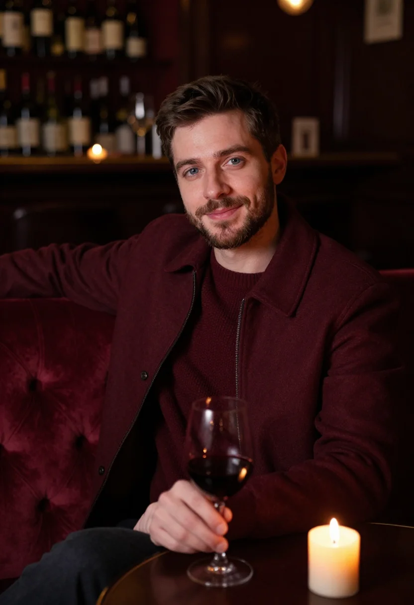 AI wine bar november bordeaux sample — portrait of a man, half-length portrait of a man in his earl