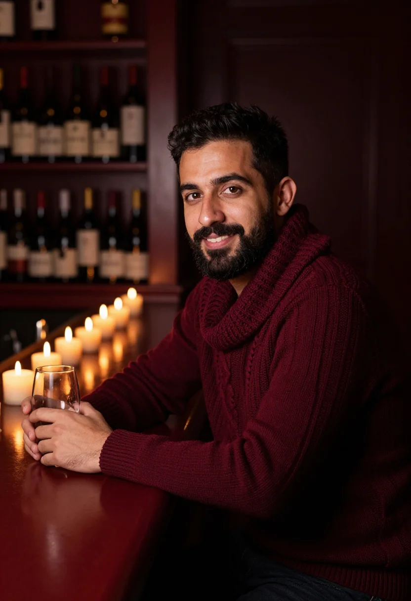 AI wine bar november bordeaux sample — portrait of a man, half-length portrait of a man in his late