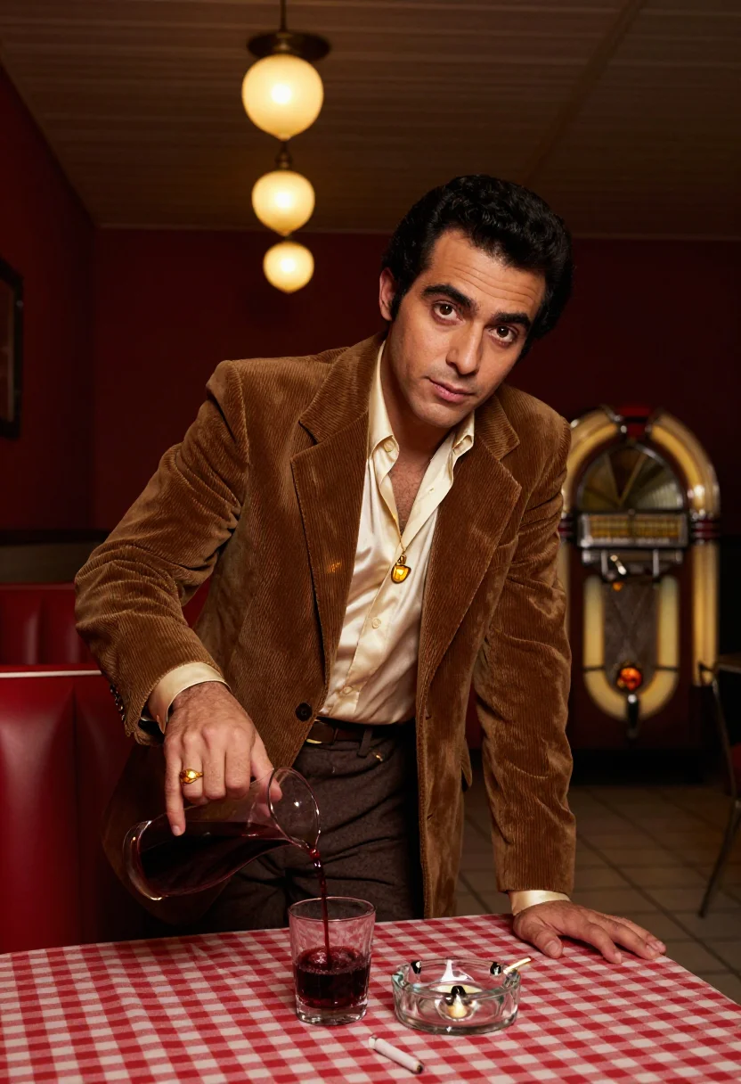 AI wiseguy 70s sample — portrait of a man, half-length portrait of an Italian-Americ