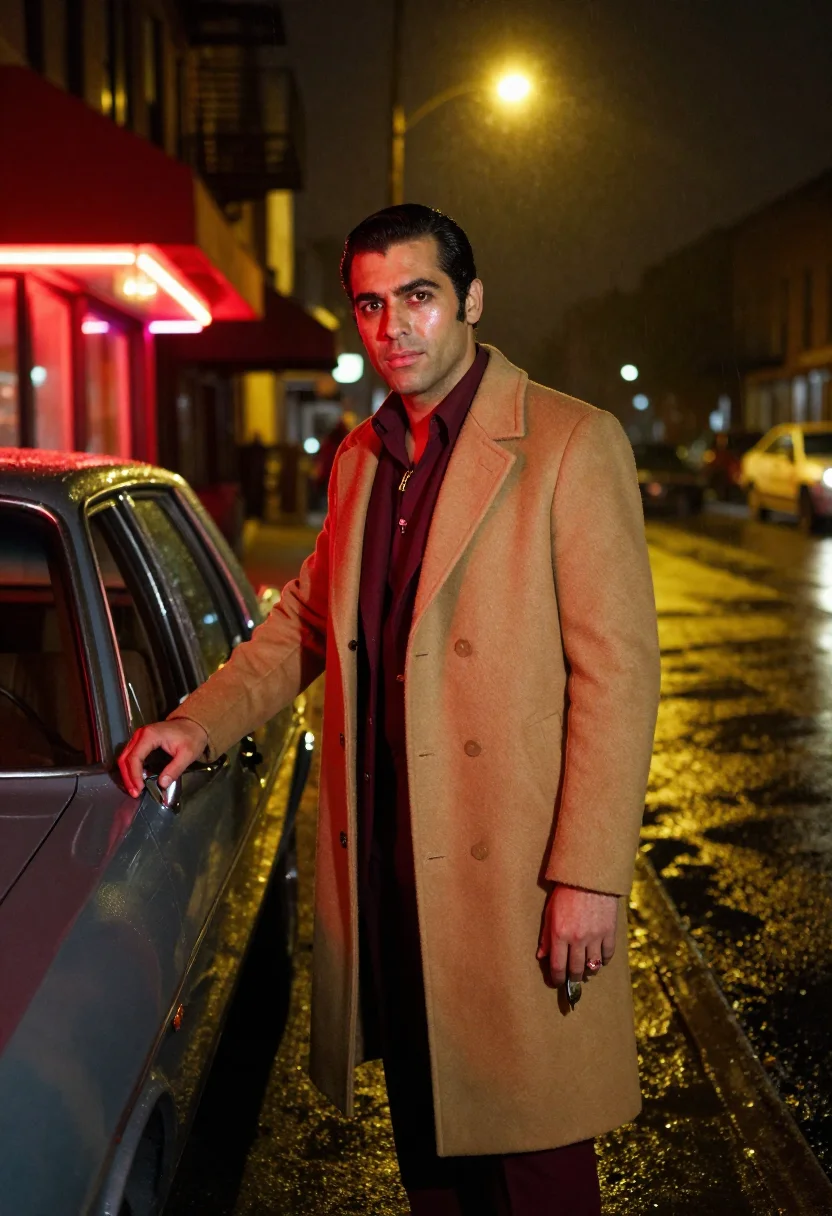 AI wiseguy 70s sample — portrait of a man, three-quarter-length portrait of an Itali