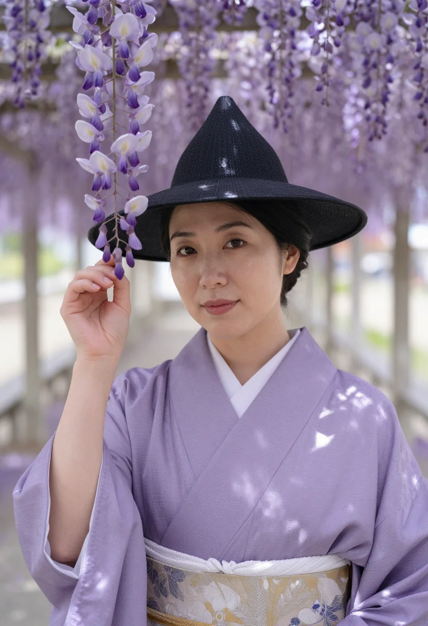 AI wisteria fuji sample — portrait of a woman, close portrait from the shoulders up of