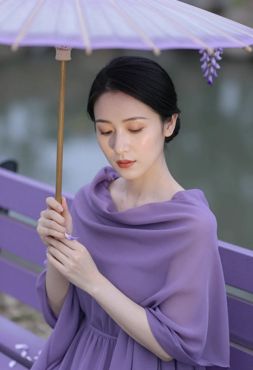 AI wisteria fuji sample — portrait of a woman, close portrait from the shoulders up of