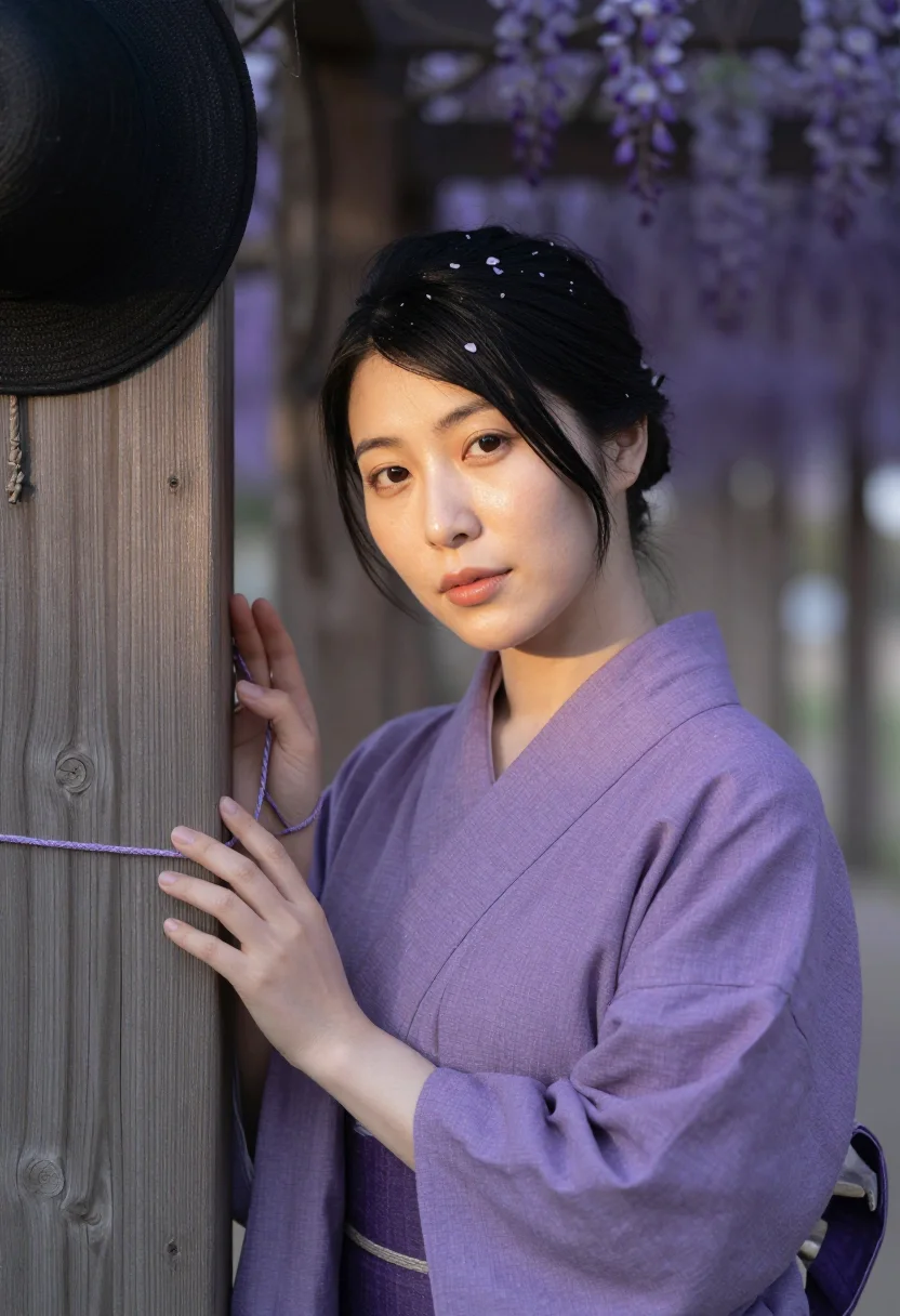 AI wisteria fuji sample — portrait of a woman, close portrait from the chest up of a J