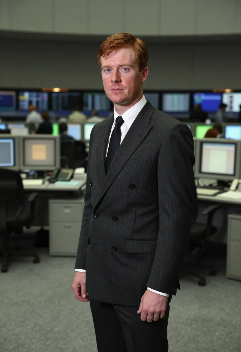 AI wolf of wall street stratton oakmont pinstripe sample — portrait of a man, an Irish-American man in his early thirti